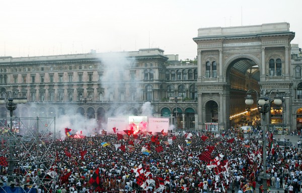 AC Milan Fans Watch The UEFA Champions League Final In Milan