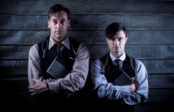 L to R. Old doctor (Jon Hamm), Young doctor (Daniel Radcliffe)