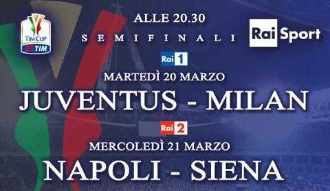 Semifinali Coppa Italia: Juventus - Milan e Napoli - Siena, diretta tv in HD e streaming | Digitale terrestre: Dtti.it