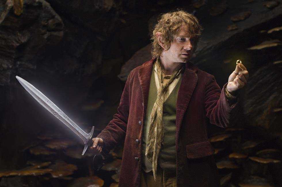 MARTIN FREEMAN as the Hobbit Bilbo Baggins with his sword, Sting, finds a small ring in GollumÕs cave in the fantasy adventure ÒTHE HOBBIT: AN UNEXPECTED JOURNEY,Ó a production of New Line Cinema and Metro-Goldwyn-Mayer Pictures (MGM), released by Warner Bros. Pictures and MGM.