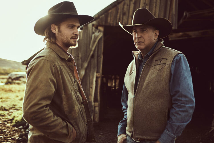 John Dutton (R- Kevin Costner) hands over the reigns to the Ranch to his youngest son Kayce (L-Luke Grimes)  Season 2 of "Yellowstone" returns to Paramount Network starting Wednesday, June 19 at 10 PM, ET/PT.