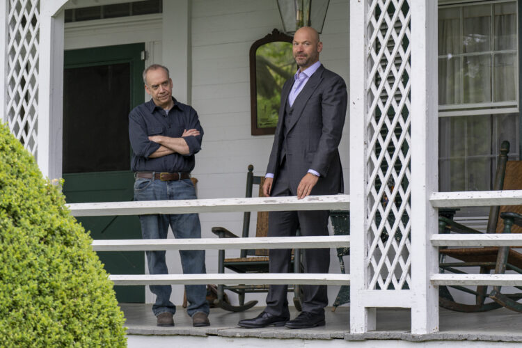 (L-R): Paul Giamatti as Chuck Rhoades and Corey Stoll as Michael “Mike” Prince in BILLIONS, “Cannonade”.  Photo credit: Jeff Neumann/SHOWTIME.