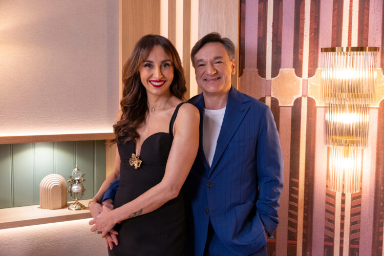 Love Is Blind Italy. (L to R) Benedetta Parodi, Fabio Caressa in Love Is Blind Italy. Cr. Mathias Nordgren/Netflix © 2025